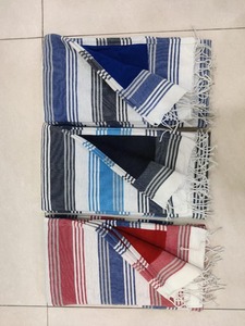 100% algodón Fouta Hammam Toalla de playa Peshtemal Pestemal secado rápido sin arena bordado a rayas accesorio de baño - Product Image 4