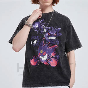 T-shirts personnalisés pour hommes lavés à l'acide 100% coton T-shirt vintage lavé à l'acide minéral T-shirts à col rond T-shirts coupe ample - Product Image 4