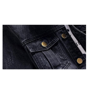 Veste en jean pour homme, nouvelle collection printemps-automne, décontractée, élégante, col rabattu, coupe-vent, bouton, veste en jean personnalisée pour l'hiver - Product Image 4