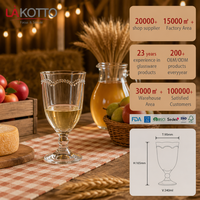 LAKOTTO Gobelet à pied en verre transparent élégant pour hôtels et banquets, 340 ml, avec détail de bordure perlée, verrerie en gros, fabricant OEM
