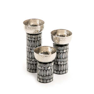 Bougeoir Bakhoor avec incrustation de nacre, lot de 3 bougeoirs faits à la main pour l'éclairage intérieur et la décoration. - Product Image 5