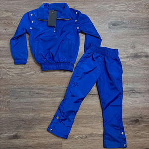 mens bright red stud accent tracksuit quarter zip fold collar sweatshirt and snap button jogger <b>pants</b> set activewear sports - Product Image 2