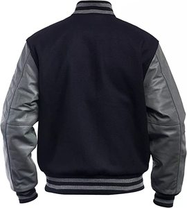Blouson en cuir véritable en laine pour homme, à la mode - Product Image 6