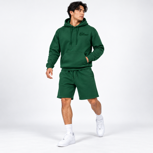 Urban Comfort Summer Casual Hoodies and <b>Shorts</b> <b>Set</b> 100% Cotton Smooth Texture Relaxed Shape Fashion Appeal - Product Image 2
