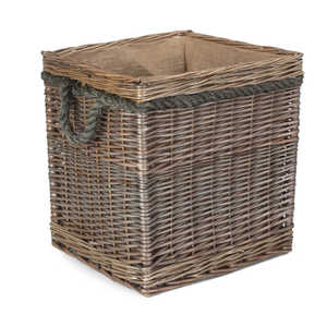 <b>Square</b> Rope-Handled Wicker Log <b>Basket</b> - Product Image 4