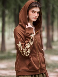 Sudadera con Capucha de Invierno para Mujer, Diseño Nuevo, Talla Grande, Manga Larga, Informal, con Cremallera Completa, Secado Rápido, 100% Algodón, a la Moda - Product Image 4