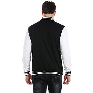 Venta caliente Custom Cool Style Chaquetas Varsity de los hombres Manga de cuero de béisbol de invierno con cuerpo de lana y cuello alto de lona - Product Image 5