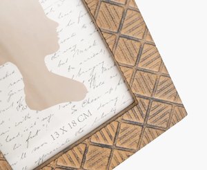 Ornate Brass Detail Handmade Four by Six Wood Photo <b>Frame</b> Creative Two Toned Design for Enhanced Visual Appeal - Product Image 6