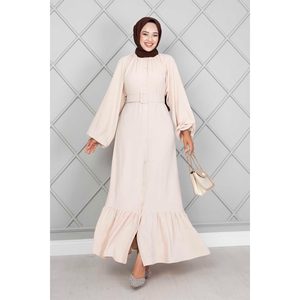 Vestido en crema modesto con cinturón Aerobin - Product Image 3