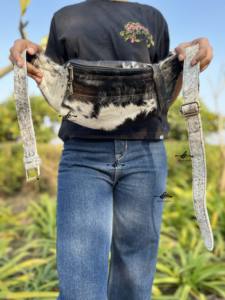 Nuevo diseñador de piel de vaca pelo de cuero en ocultar bolso de hombro tendencia bolso de viaje elegante fácil de llevar cinturón de dinero multiusos B - Product Image 4