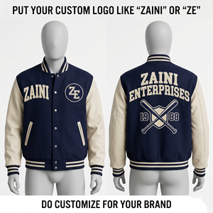 ZAINI Men/Unisex Autumn Regular Varsity <b>Jacket</b> Windproof 420 GSM Wool Blend 320 GSM Faux <b>Leather</b> Sleeves Custom Chenille High - Product Image 1