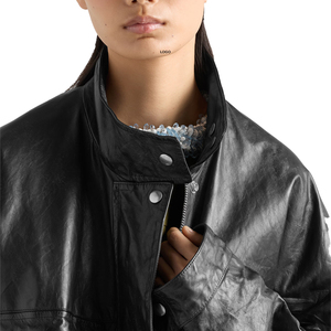 Veste en cuir pleine fleur vieilli pour femme, vêtement d'extérieur en cuir vintage de luxe personnalisé, haut en cuir pour femme, fabricant OEM - Product Image 3