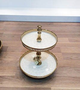 แท่นวางเค้ก2ชั้นทำจากทองเหลืองเงางามพร้อมก้านตกแต่ง - Product Image 5