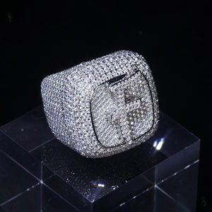 Superventas Pass Diamond Tester Full Iced Out 925 Silver VVS Leb Grown Diamond Letter Hip Hop Elegante último anillo para hombres - Product Image 1