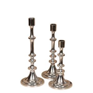 Ensemble de 3 bougeoirs coniques en argent de qualité supérieure, élégants, chromés polis, pour la décoration de la maison, prix bas - Product Image 4