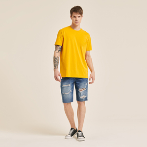 T-shirt personnalisé pour homme 100 % coton, coupe oversize à épaules tombantes, grammage lourd 200 GSM, délavage à la pierre, style formel, tissu tricoté - Product Image 3
