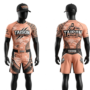 Rashguard MMA en polyester et élasthanne 260 GSM, orange avec panneaux latéraux noirs, logo personnalisé par sublimation, coupe compressive - Product Image 4