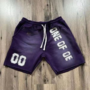 Verano personalizado bordado parche Logo alta calidad Vintage fabricante 100% algodón sudor hombres ácido lavado pantalones cortos - Product Image 2