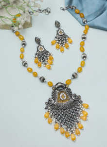 Conjunto de collar oxidado Haneesha más vendido del proveedor indio directo Patrón geométrico de alto grado de alta calidad para bodas - Product Image 3