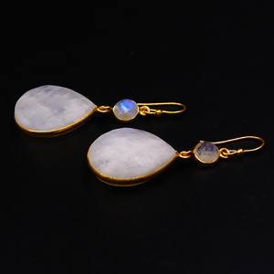 Colgante de moda 925 plata esterlina blanco Arco Iris piedra preciosa clásico mujeres desgaste chapado en oro conjunto de pendientes - Product Image 3