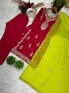 Traje de Novia, Vestido Tradicional Indio de Seda Georgette Bordada, Traje Salwar para Fiesta, Multicolor, Sin Costuras, Tallas Disponibles - Product Image 6