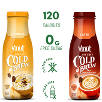Bebida de Café de Marca Privada de Vietnam, Café Capuchino en Botella de Vidrio de 280 ml, OEM al por Mayor, MOQ Bajo, Muestra Gratuita, ISO HALAL