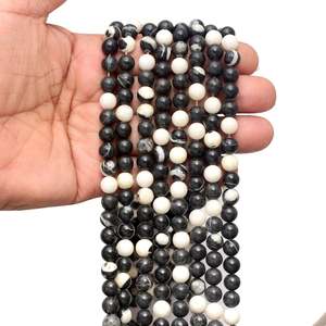 ลูกปัดพลอยธรรมชาติ Kamal Gems ลายม้าลาย 15 เส้น ขัดเงา งานฝีมือทำด้วยมือ - Product Image 4