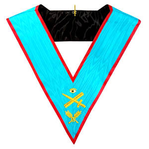 2025 Masonic Regalia Collar de AASR-Insignia cosida de cuero bordado experto - Product Image 1