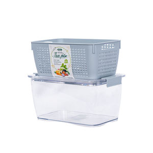 6588+6589 Contenants empilables à double couche pour aliments frais avec insert de drainage et couvercle hermétique pour fruits et légumes - Product Image 3