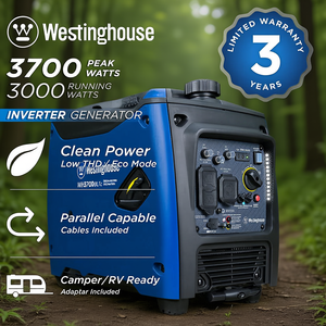 Westinghouse WH37000iXLTc 3700W Pure Sine Wave Gas-<b>Powered</b> Inverter Portable <b>Generator</b> with External <b>Battery</b> - Product Image 2