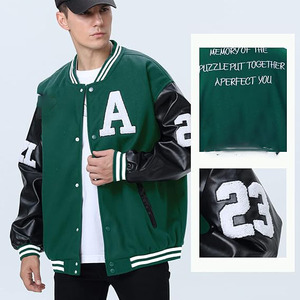 2025 Unisex Fashionable Plus Size Canvas Varsity College <b>Jackets</b> Customizable Front Logo <b>Fleece</b> <b>Lining</b> Wholesale Blank Men's - Product Image 4