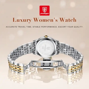 Montre POEDAGAR 3076 pour femmes, montre de luxe étanche avec diamants, affichage de la <span class=keywords><strong>semaine</strong></span>, montre-bracelet en acier inoxydable, mouvement à quartz - Product Image 4