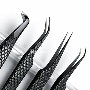 Kit de pinces à cils premium 4 en 1, noir, droites, courbées, pour extensions de cils, ensemble d'outils - Product Image 3