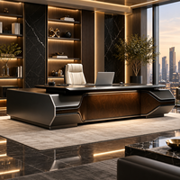 Bureau de direction de luxe moderne pour PDG et managers, grand plateau de travail avec armoire latérale
