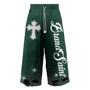 Parches bordados con apliques personalizados, pantalones acampanados desgastados, remache, diamantes de imitación, lavado ácido, 100% algodón, pantalones de chándal Acampanados para correr - Product Image 1