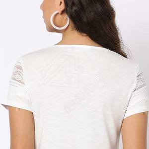 High Quality <b>Women's</b> Summer Breathable <b>Short</b> <b>Sleeve</b> T-<b>Shirts</b> Eco-Friendly Plain Dyed Jersey <b>White</b> Color Fit - Product Image 6