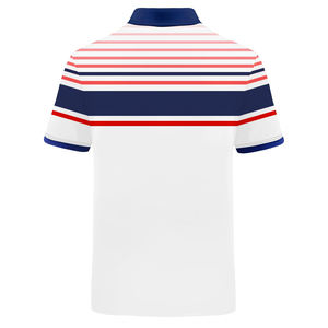 Vêtements de sport en gros pour le golf : T-shirts rayés à col assorti en mélange polyester-spandex, manches courtes, anti-plis, pour hommes - Product Image 2