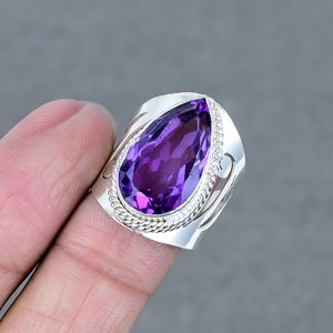 Precio al por mayor, anillo de moda hecho a mano de Latón chapado en plata 925, joyería de piedras preciosas de amatista ovalada de alta calidad, fiesta de boda para mujer - Product Image 3