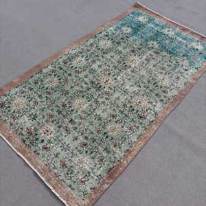 Alfombra Vintage de 3.5x6.5 pies, Alfombra Turca Azul Ikat de Lana - Product Image 2