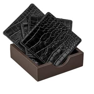 Premium thick leather coasters with elegant natural grain designed for <b>table</b> decor and long wear <b>protection</b> - Product Image 4