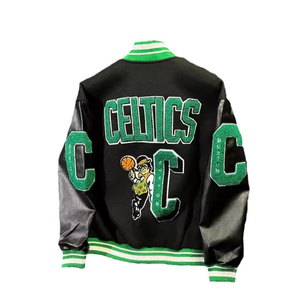<b>Vintage</b> Baseball Bomber Style Varsity Jacket Custom Made with Wool and Cow Skin Leather - Product Image 2