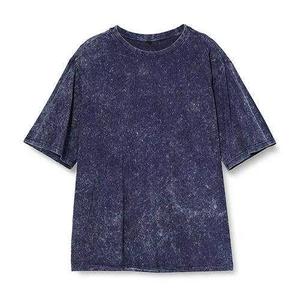 T-shirt Oversize Délavé à l'Acide 100% Coton Vintage, Col Rond, Manches Courtes, Streetwear Uni pour Homme - Product Image 1