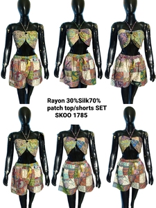 Conjunto de Shorts a Juego de Moda, Estilo Vintage, 70% Seda, 30% Rayón, Transpirable y Ecológico para Mujer - Product Image 6