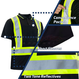 T-shirt polo de sécurité bicolore avec design réfléchissant pour les intervenants d'urgence T-shirt de sécurité avec bande réfléchissante - Product Image 4