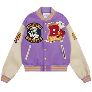 Veste bomber en cuir véritable pour homme, style universitaire, baseball, hiver, imperméable, coupe-vent, streetwear décontracté - Product Image 6