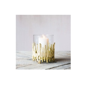 Aluminum Leaf <b>Clear</b> Glass <b>Vase</b> North-Europe Style Colored Glass <b>Vase</b> for Home and Wedding Decoration Candle Holder - Product Image 5