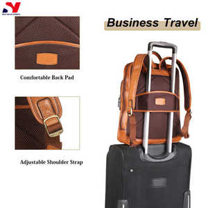 100% qualité d'origine Premium antivol randonnée sac à dos en cuir véritable Vintage fermeture à glissière Polyester bandoulière ordinateur portable - Product Image 5