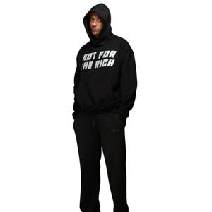 Sweat à capuche noir surdimensionné pour homme, 380GSM, coton biologique lourd, streetwear, pull avec grand logo imprimé sur le devant et le dos - Product Image 6