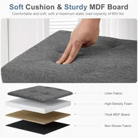 Banc de rangement pliable moderne de grande capacité en tissu de lin de haute qualité avec diviseur intérieur 110*38*38cm pour salon, chambre et entrée