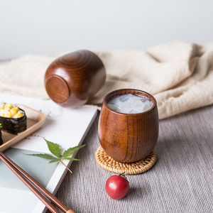 Tasse à thé en bois écologique japonaise Tasse à café à eau Style vintage Retour à l'école Passe au lave-vaisselle par Crescent Crafts - Product Image 3